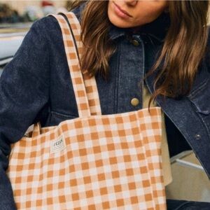 NWOT Sezane Gingham Canvas Tote Bag